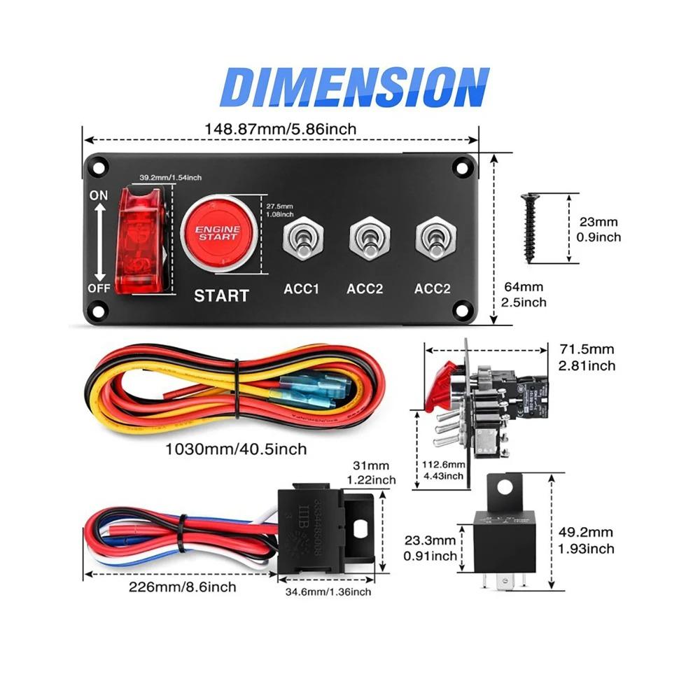 12 В гоночный автомобиль стартер кнопка запуска и остановки зажигания тумблерный переключатель панель из углеродного волокна автомобильные аксессуары для лодки ATV UTV