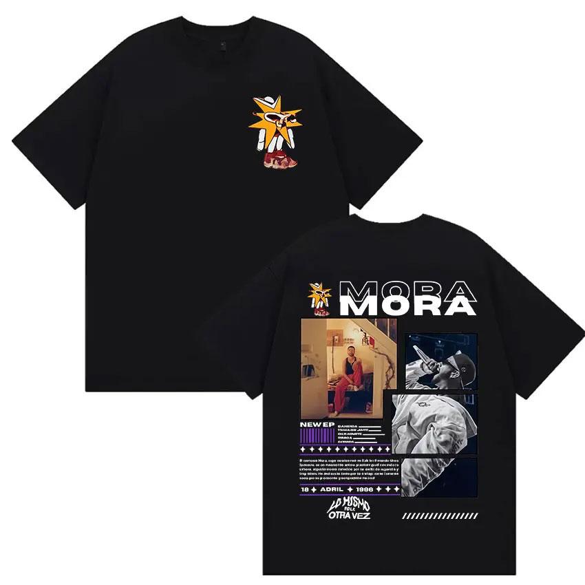 Летний мерч тура рэпера MORA 2025 100% Хлопок Футболка с принтом Мужская Женская Винтажная Высококачественная Мода Хип-Хоп Оверсайз