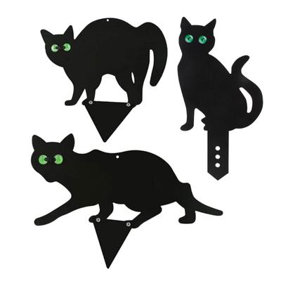 Декоративные черные металлические кошки для сада и двора, железная статуя с отражающими глазами, со стойками для двора