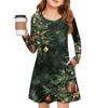 Christmas Day Girls' Long Sleeve Dress - Color Pocket Dress