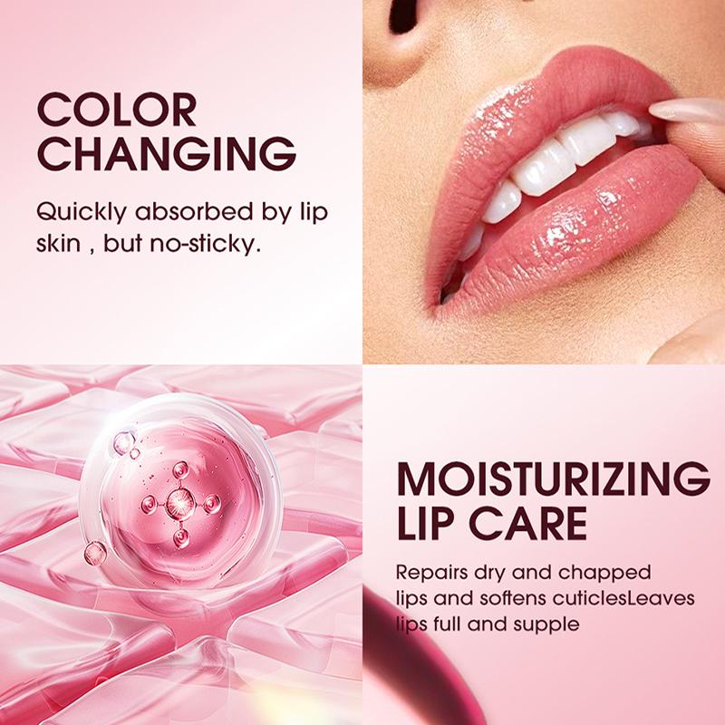 Розовый блеск для губ с алоэ вера, теплый цветной блеск для губ, увлажняющий бальзам для губ, против морщин, удаляющий омертвевшую кожу, масло для губ