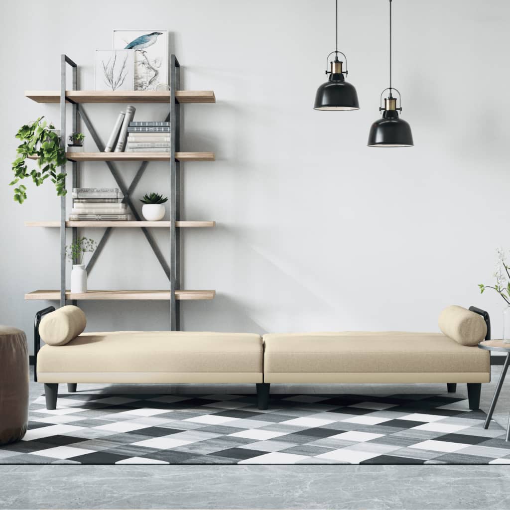 Cream Fabric Sleeper Sofa with Armrests