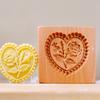 Wood Cookie Molds with Heart & Flower Patterns, 3D DIY Carved Embossed Cookie Cutter Moulds for Baking, Fondant Cake Biscuit