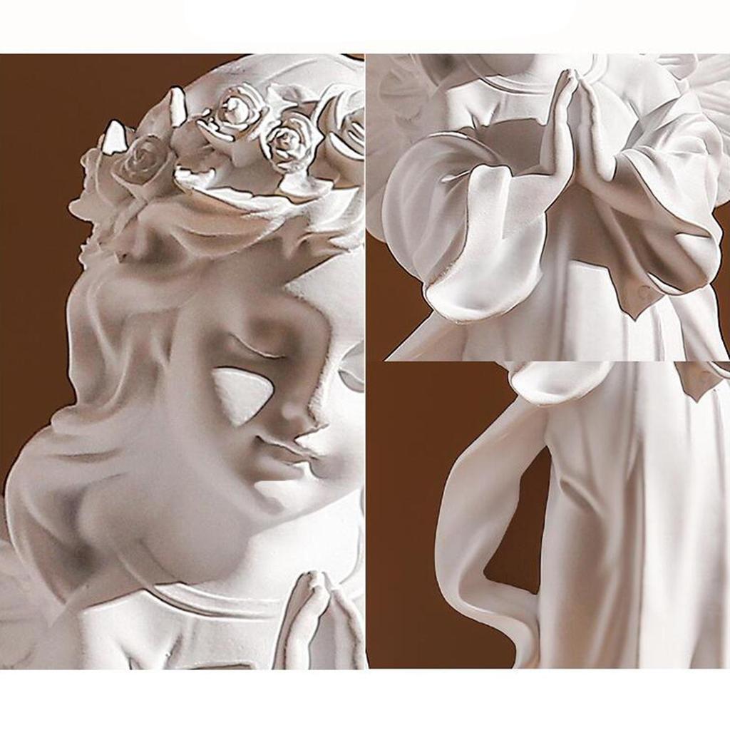 Милая статуэтка молящегося ангела из смолы в европейском стиле, скульптура для полки в виде молитвенного ангела, настольное украшение, резьба по дереву