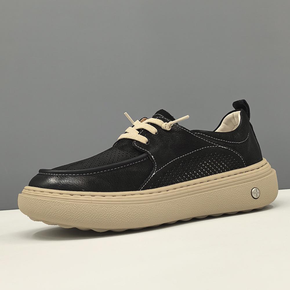 Raw sports board shoes trendy shoes leather niche summer hollow breathable casual shoes