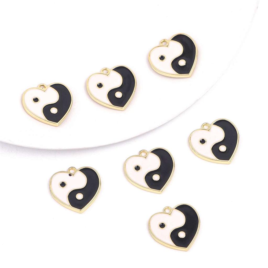 4 шт., подвески из сплава с масляной эмалью, подвески в форме сердца Тай-Чи, бусины для изготовления ювелирных изделий, ожерелье, браслет, серьги, ремесла, фурнитура