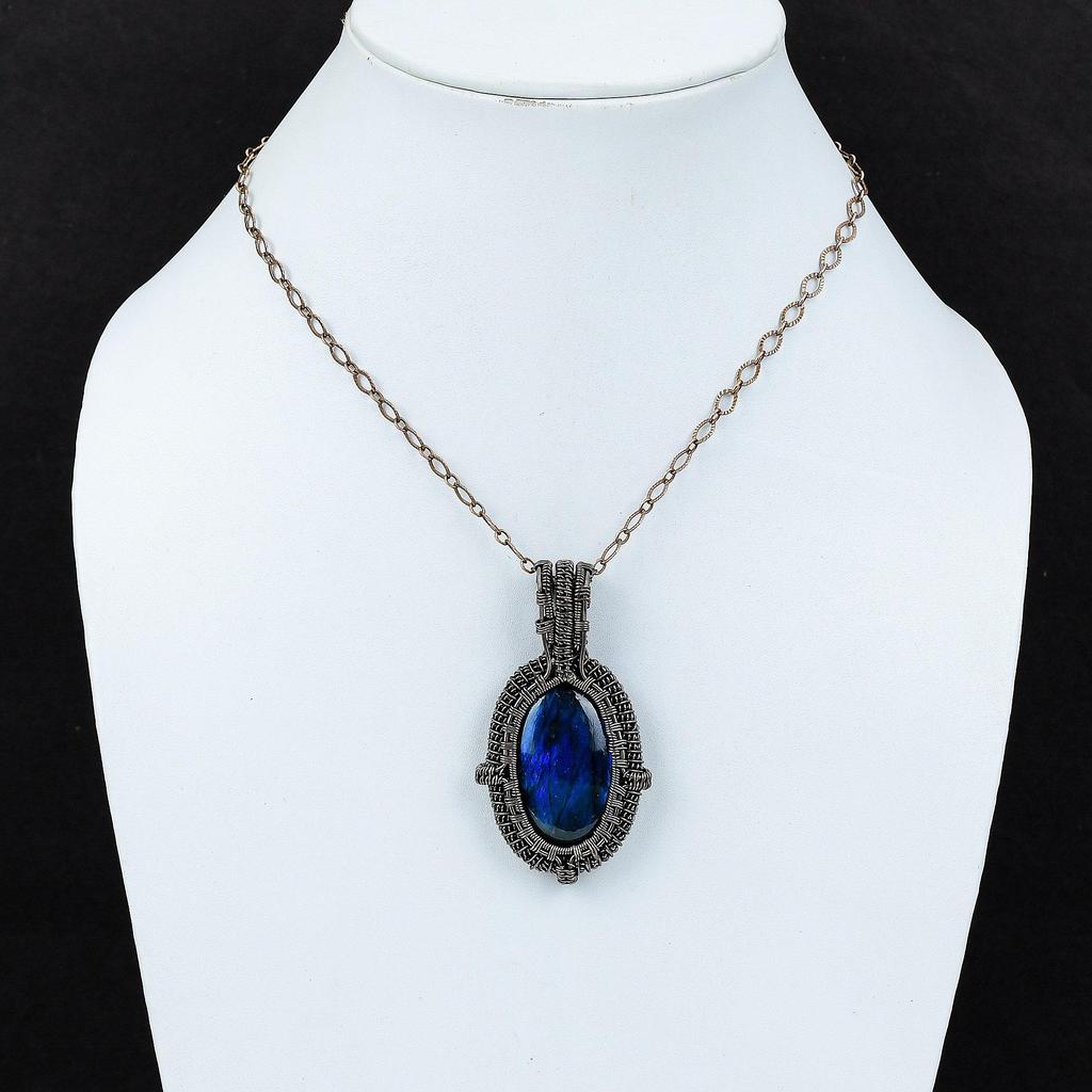 Labradorite Pendant Copper Wire Wrapped Pendant Handmade Pendant Wonderful Copper Jewelry Dainty Gemstone Pendant Wire Wrap Jewelry For Gift