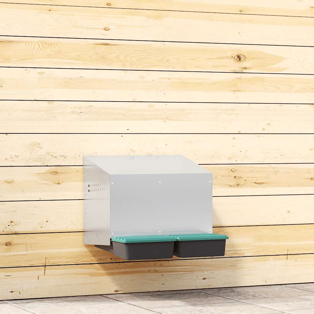 Chicken Nest Box 2 Compartments Wall Mounted Galvanized Steel