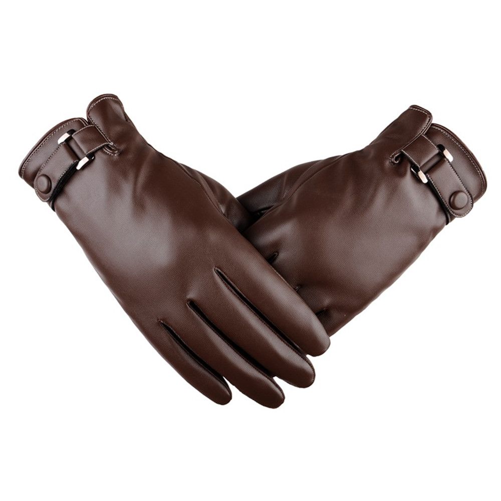 Men's Windproof Waterproof Leather Gloves Fleece Thermal Driving Gloves Touch Screen