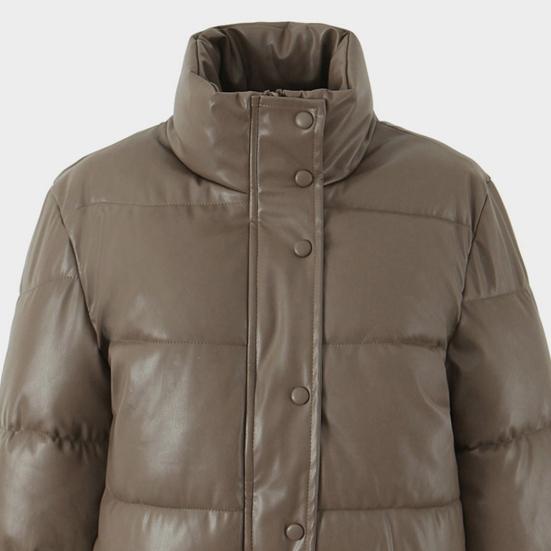 Winter Women Jacket Thickened Padded Stand Collar Neck Protection Windproof Heat Retention Solid Color Zip-up Long