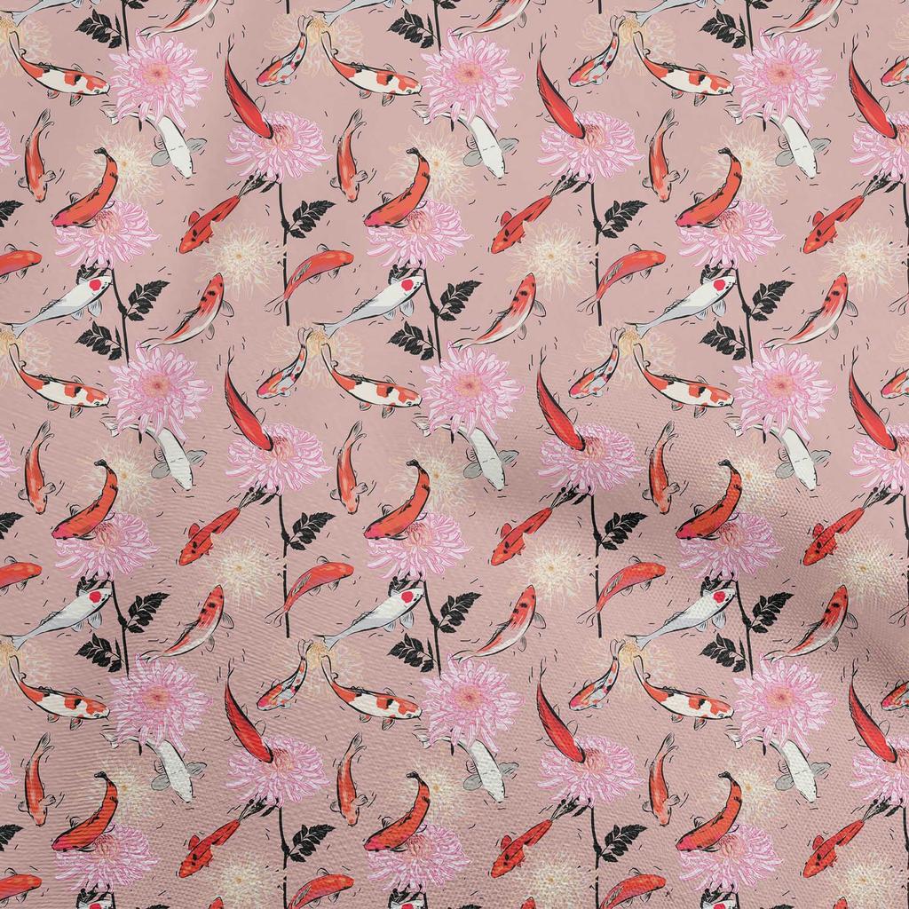 oneOone Хлопковая гибкая пыльно-фиолетовая ткань, азиатская японская рыба кои с цветочным шитьем, ткань от The Yard, принадлежности для шитья одежды своими руками, 40 дюймов