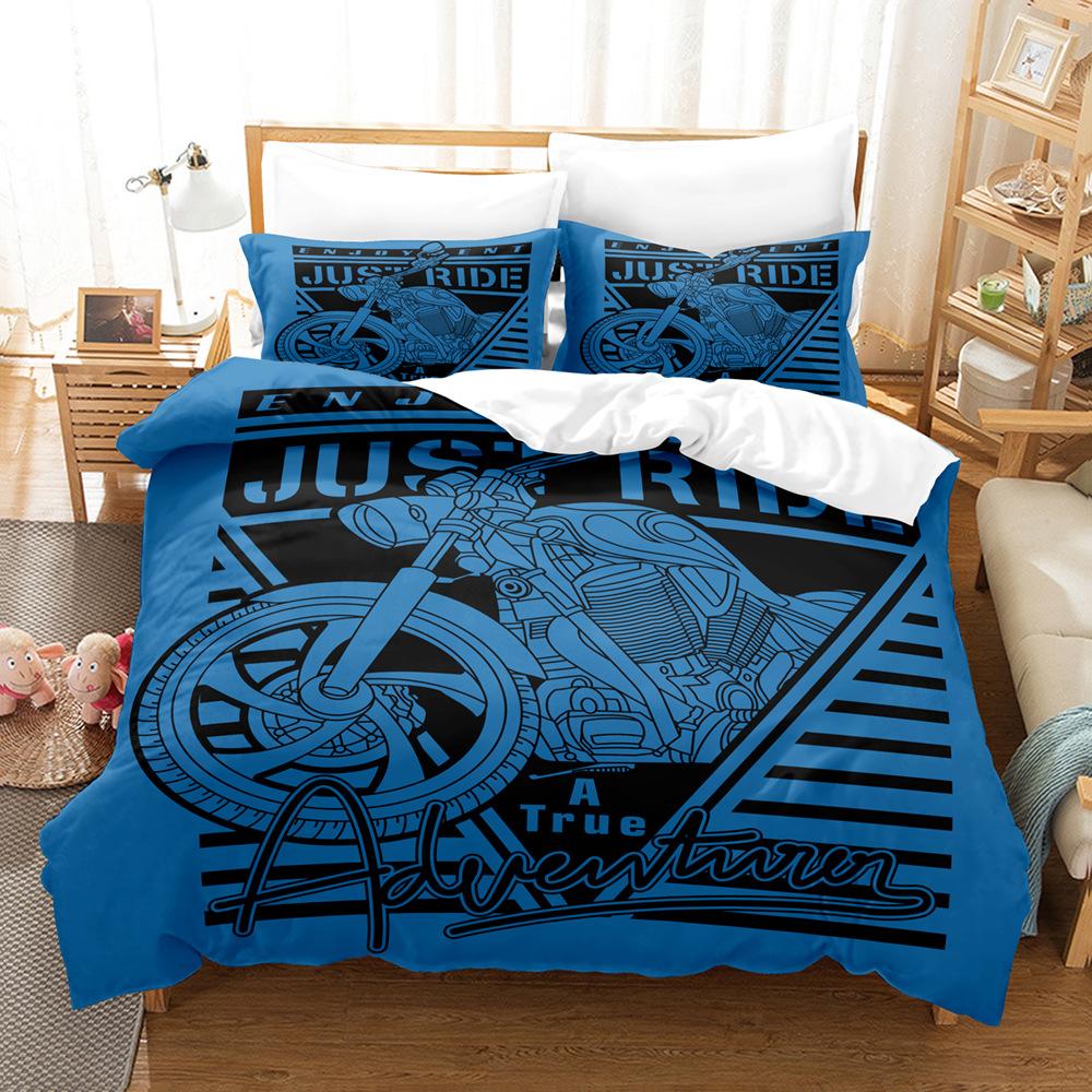 Motorcycle Duvet Cover Set Dirt Bike Extreme Sports Theme for Boy Girl Motocross Racer Polyester Bedding Set King Queen Size