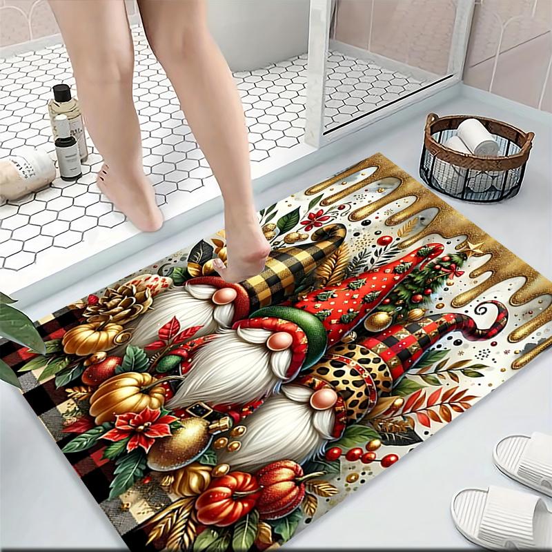 1Pc Holiday Gnomes Celebration Carpet Rug Soft Washable Antislip Home Living Room Sofa Mats Personalized Christmas Rug