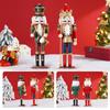 2Pcs 30CM Wooden Nutcracker Puppet Figurine Hand Painted Nutcracker Soldier Model Doll Christmas Ornaments Home Decoration
