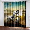 Шторы тканые с принтом мотоциклов Две независимые шторы слева и справа Светонепроницаемые шторы для спален
