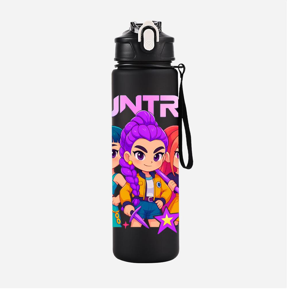 750Ml Water Bottler K-Pop Demon Hunters Printed Character Water Cup Large Capacity Outdoor Portable Rope Drinking Bottle for Boy Girl Gift
