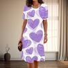 Женская мода изящный любовный принт лето весна короткий рукав О-образный вырез повседневные платья