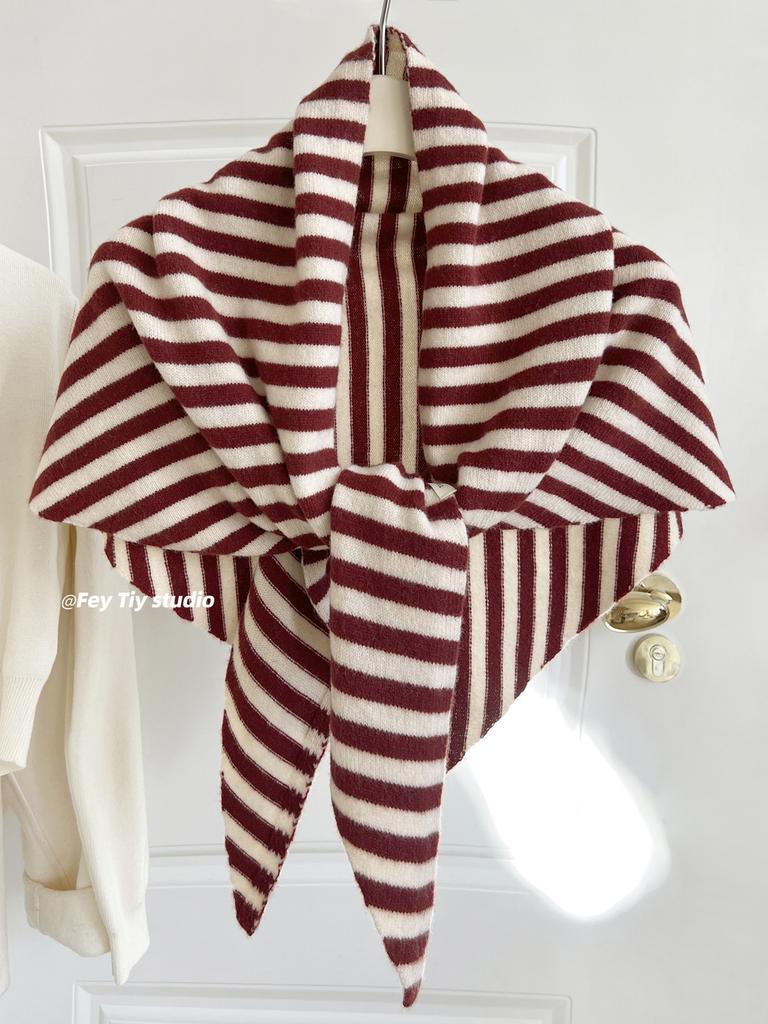 Вогнутый шерстяной 100 шаль увеличенный осень и зима новый теплый треугольный шарф вязаный шарф женский