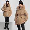 Winter Women's Plush and Thickened Parka Ladies Long Large Fur Collar Slim Fit Cotton Coat