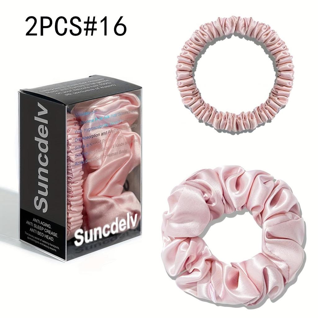 2 шт. 100% натуральный шелк однотонные резинки для волос высокого качества резинки для волос 22Momme женские большие повязки для волос аксессуары для волос маленькие+большие