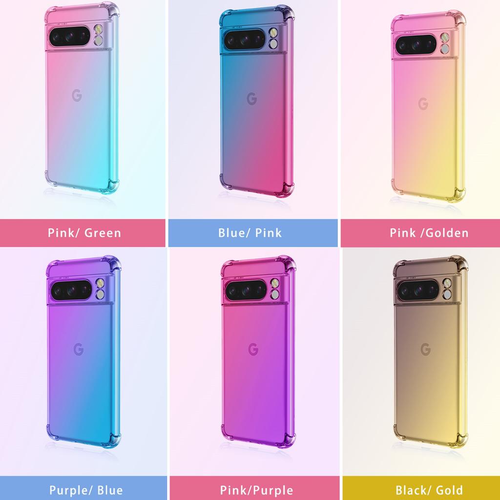 Clear Cute Gradient Phone Case Slim Anti Scratch Flexible TPU Cover Shockproof Protective Case for Google Pixel 4 XL 4a 5a 5G 6 Pro 7 8 9