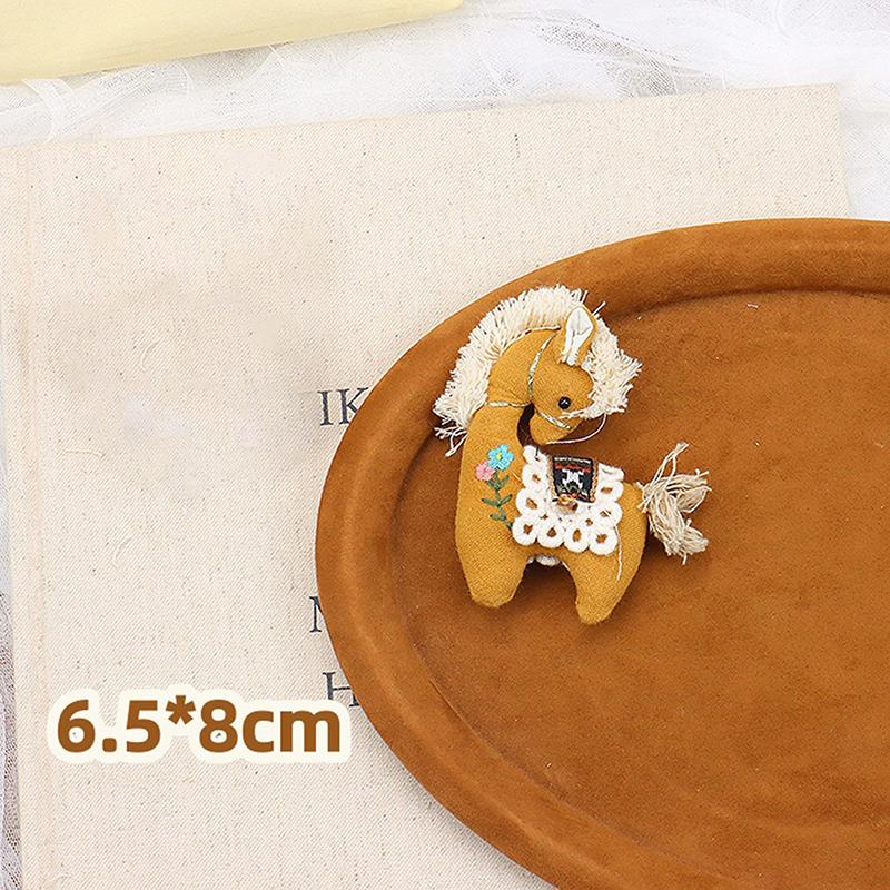 Милая тканевая розовая клетчатая брошь-аксессуар с мультяшным пони, вышитая мягкая игрушка-животное для аксессуаров для одежды