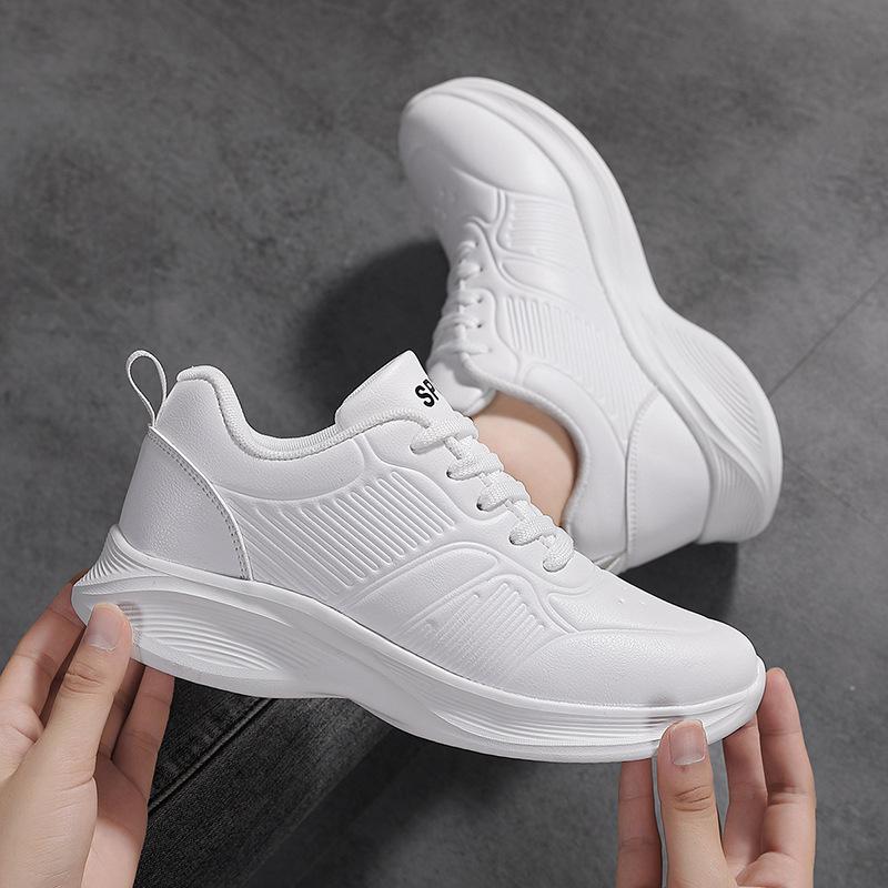 Sneakers Women's White Shoes Women's Flat-bottomed Leather Surface Waterproof Sports and Leisure Shoes Soft Sole Wear-resistant Ultra-light