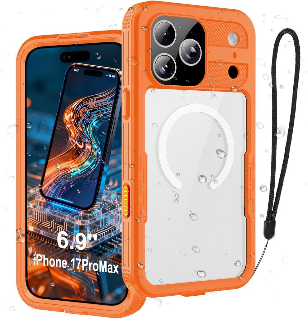 For IPhone 17 Air Pro Max 16 Plus Case IP68 Waterproof Full Body Protective Magnetic Cover Built-in Screen Protector Shockproof