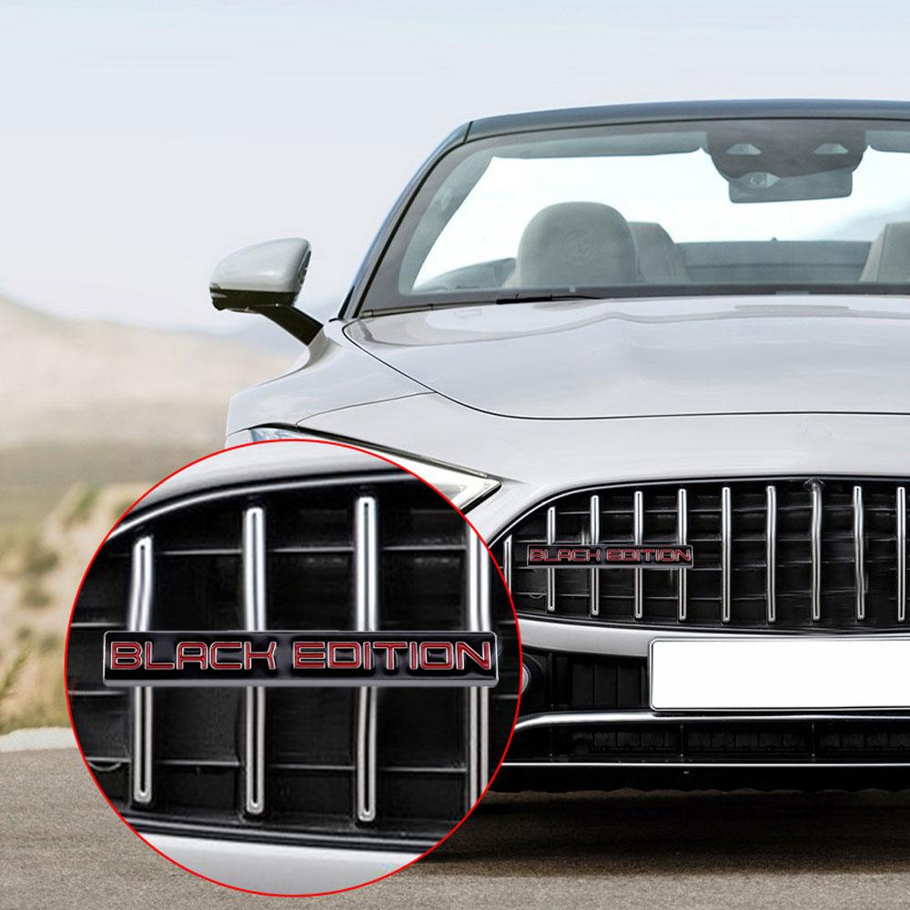 BLACK EDITION Наклейка на решетку радиатора автомобиля Металлическая эмблема автомобиля Стайлинг Значки Украшения кузова автомобиля Универсальная наклейка для экстерьера автомобиля Декор