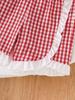 Red Plaid Strawberry Suspender Vest & Ruffle Shorts Set for Baby & Toddler Girls