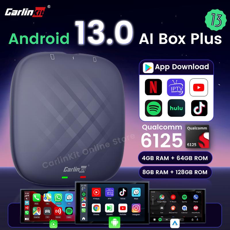 Carlinkit Android 13 Carplay Ai Box 8GB 128GB QCM6125 8-ядерный CarPlay Android Auto Беспроводной для Онлайн ТВ Netfilx Youtube IPTV