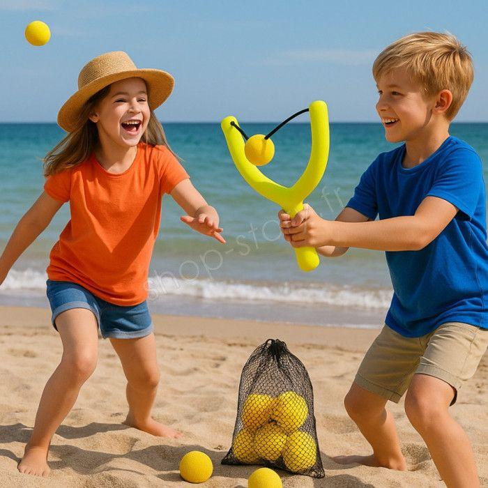 Водяная рогатка с 10 многоразовыми брызгающимися шариками, цвет случайный, летняя игра для детей