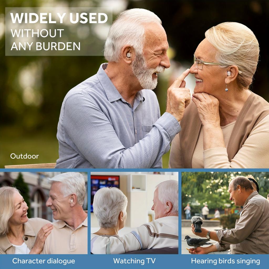 1 пара перезаряжаемых слуховых аппаратов для пожилых и взрослых с шумоподавлением, невидимые внутриканальные цифровые усилители слуха