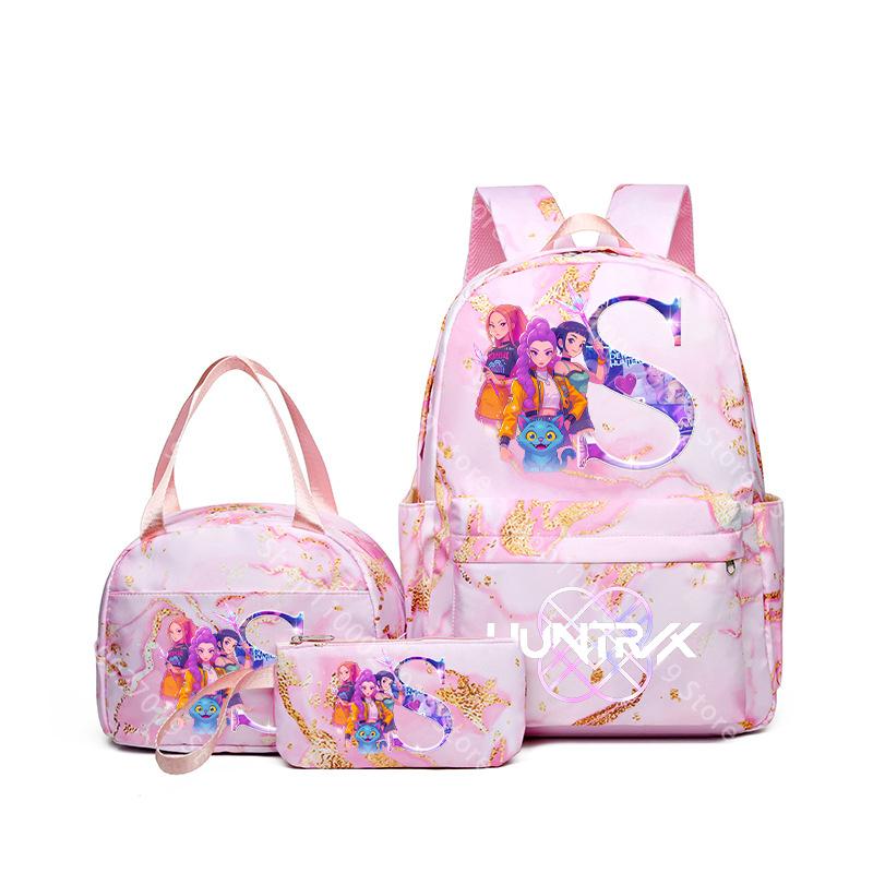 3pcs/set KPop Demon Hunters Girls Schoolbag Lunch Bag PencilCase Student Cartoon Backpack Bento Pouch Pen Bags School Supplies Gift