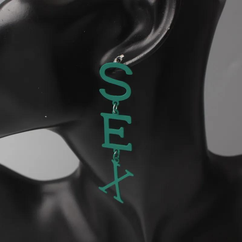 Индивидуальные модные большие висячие серьги с буквами для женщин, металлические висячие серьги-капли для ушей SEX, многоцветные вечерние женские подарочные Pendientes