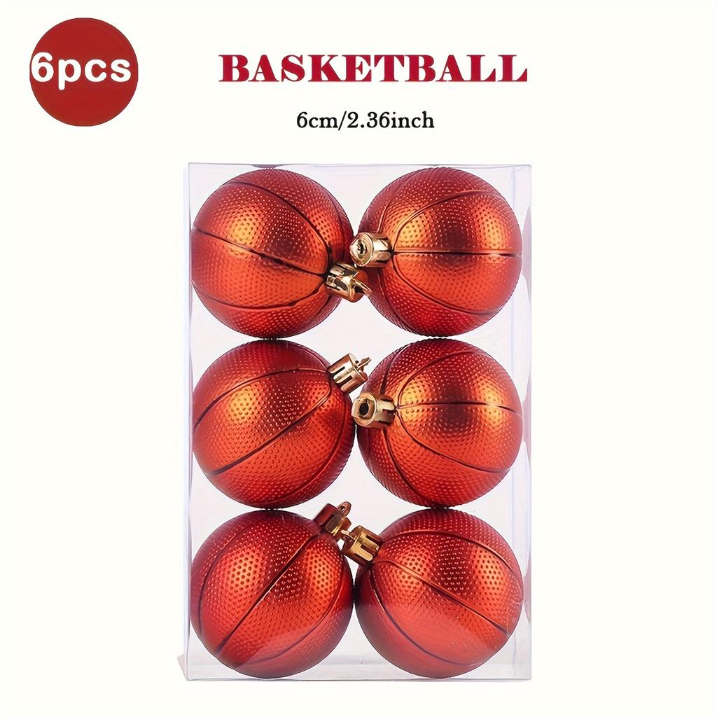 6 шт. Рождественские шары, украшения для рождественской елки, товары для украшения вечеринки, подвесные мячи для елки, футбольные мячи/баскетбольные мячи/бейсбольные мячи, рождественские шары, дом