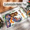 Forest Nature Theme Crystal Velvet Rug Personalized Custom Name Text Soft Floor Mat Home Decor