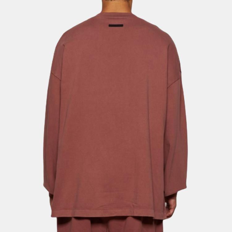 Fear of God Essentials Тяжелая футболка с длинным рукавом Малиновая Мужские топы Красная 125BT242016F