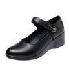 Fashion Women Fashion Sweet Wine Red Comfort Buckle Strap Wedge Heel Shoes Lady Casual Spring & Summer Black Shoes for Office Work Ea428