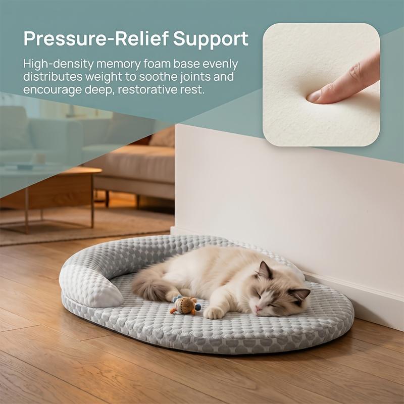 Orthopedic Cooling Dog Bed, Breathable Summer Pet Bed with Raised Edge, Washable Dog Bed Mat for Dogs, Cats, Non-Slip Pet Mat
