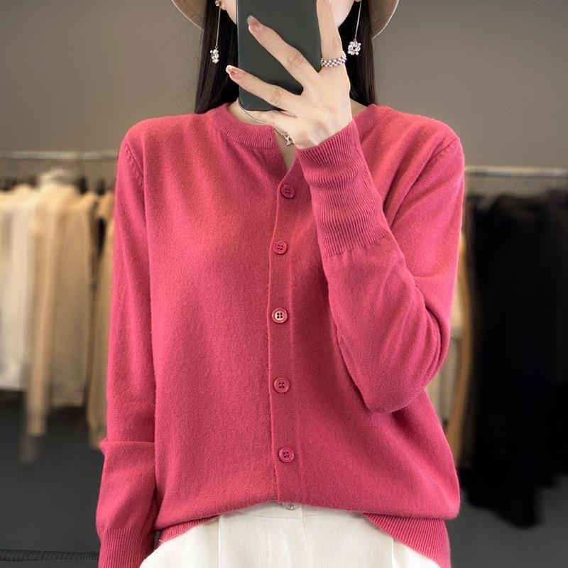 Spring and Autumn Women's Knitwear Long-sleeved Knitted Cardigan Short Jacket Sweater Fashion Temperament Ageing Loose Outerwear Sweater Sweater