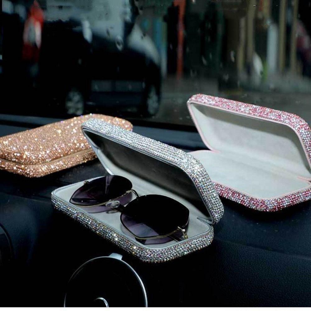 Защитный футляр для очков из хрусталя со стразами, жесткий футляр для солнцезащитных очков, автомобильный футляр для очков
