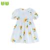 Платье с цветочным принтом для девочек, детское платье принцессы с открытой спиной и короткими рукавами