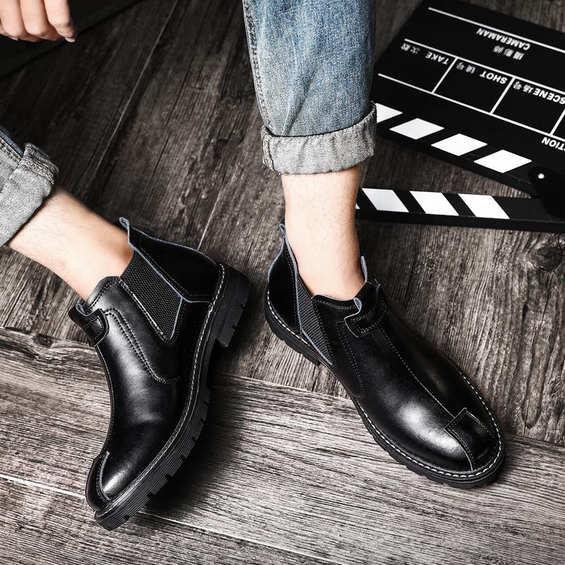 Fashion Retro Trends British Style Men Business Ankle Boots High Top Genuine Leather Casual Chelsea Boot Office Work Loafers Party Shoes