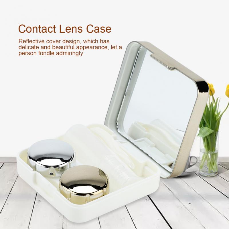 Reflective Cover Contact Lens Case Set Cute Lovely Travel Kit Box
