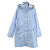 Striped Pattern Raincoat M Light Blue With Storage Bag Women Used