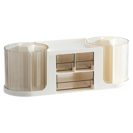 Держатель для ручек с выдвижным ящиком, органайзер для стола, прозрачный вращающийся дизайн, большая емкость, держатель для карандашей, ручка, ящик для хранения