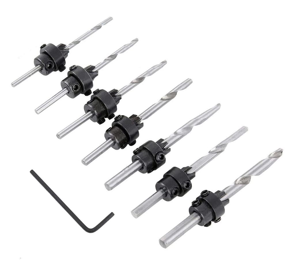 Набор инструментов для деревообработки, 7 шт., для сверления конусных отверстий, сверления отверстий под винты по дереву, снятия фаски, расширения и открывания