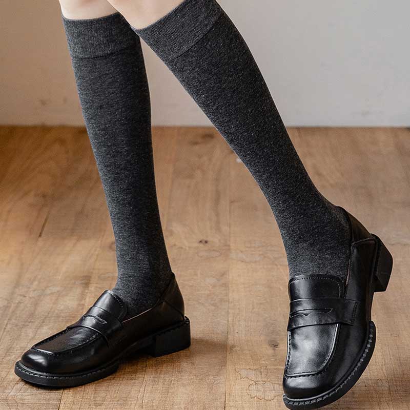 Женские гольфы, хлопковые зимние теплые носки, белые, черные вечерние сексуальные длинные носки для танцев, модные носки до середины икры