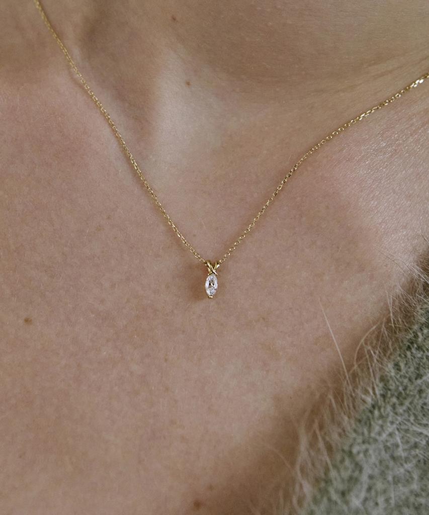 Akarki 14K Navette Necklace